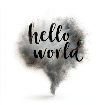 Artistic Smoke Cloud with 'Hello World' Text