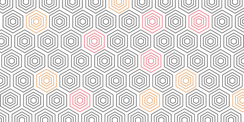 Fototapeta premium Repeatable Stackable Hexagon Pattern. Red, yellow, and black gradient. Simple stacked hexagons. Large hexagon shape. Illustration eps 10.