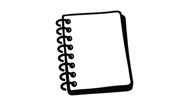 Spiral notebook silhouette on a white background hand drawn style