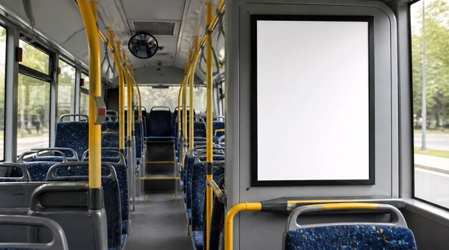Blank white poster inside the bus