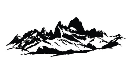 Fototapeta premium Mountain range silhouette against a white background graphic design element