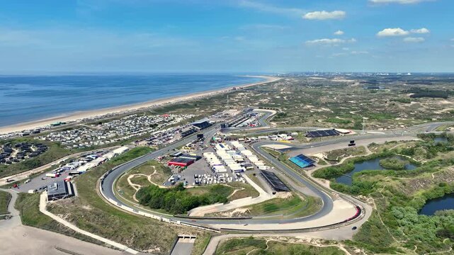 Formula One racing circuit with cars on track in Europe