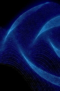 3D digital wave mesh glows across a dark technology background