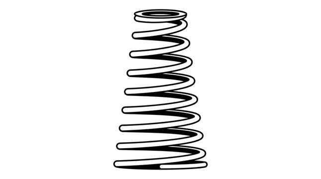 A close-up shot of a coiled metal spring on a white background.
