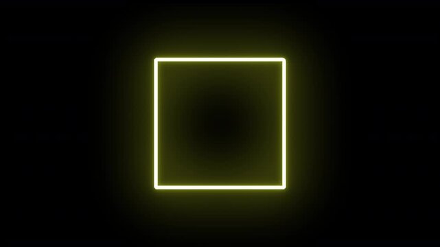 bright yellow glow neon glowing square box frame or region highlight zone shape outline with a sci-fi laser style glow that is animated on and off screen like a laser beam border silhouette 4K video
