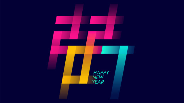 2027 Happy New Year holiday banner. Vibrant color gradients. Creative graphic design for new year invitation. Vector illustration.	