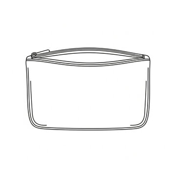 Simple zippered cosmetic pouch outline vector icon