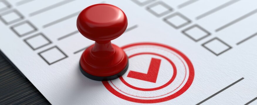 Isolated Approved Checklist Paper with Quality Control Stamp