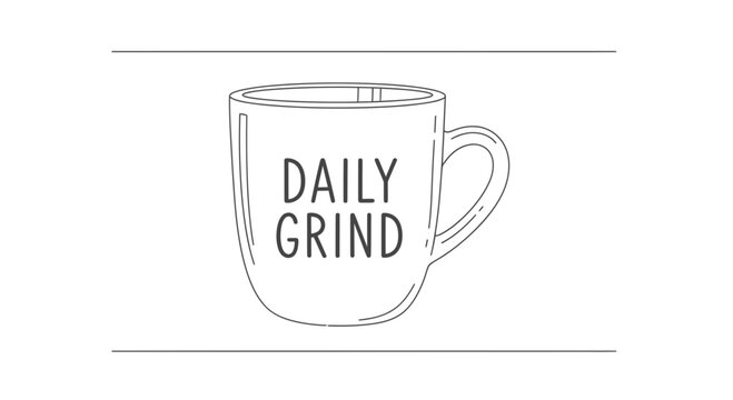Daily Grind Coffee Mug Line Art - Minimalist Design for Coffee Lovers