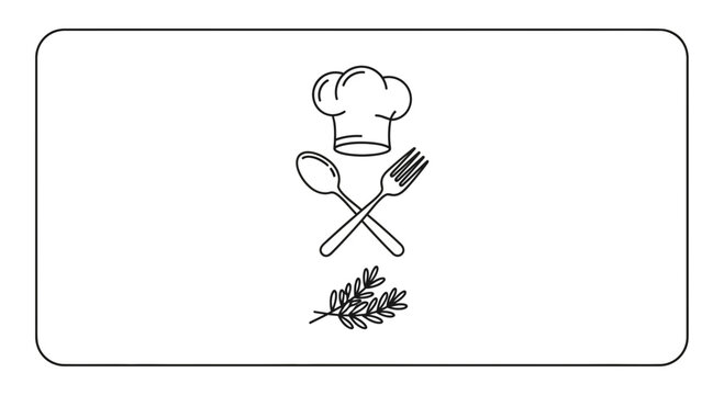 Chef Hat, Crossed Utensils, and Rosemary Sprig - Culinary Iconography