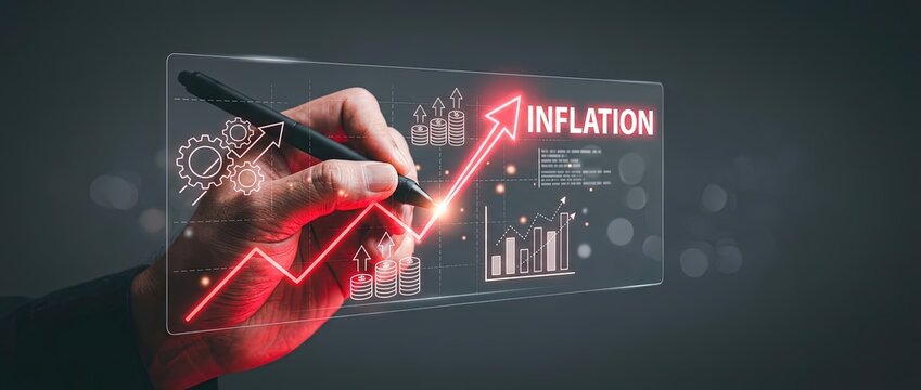 Inflation trends analysis global economic landscape infographic data visualization digital environment close-up perspective financial insights for investors