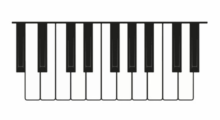 Fototapeta premium Black and white piano keys create a musical pattern on a plain background