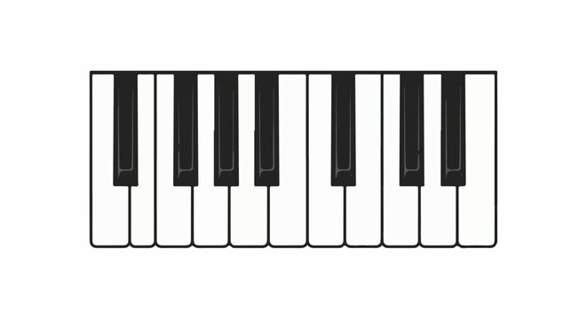 A close-up of piano keys, showing white and black keys in a repeating pattern