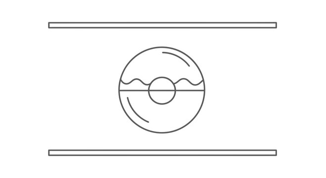 Abstract Donut Icon with Wavy Lines and Parallel Bars, Minimalist Design