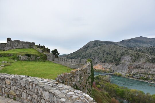 View of the ancient Rozafa Castle near the city of Shkodra, Albania
