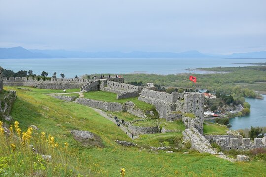 View of the ancient Rozafa Castle near the city of Shkodra, Albania