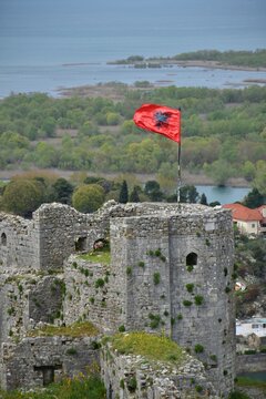 View of the ancient Rozafa Castle near the city of Shkodra, Albania