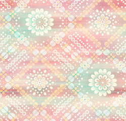 Fototapeta premium Floral seamless pattern background featuring intricate Indian-style motifs in pink and green colors.