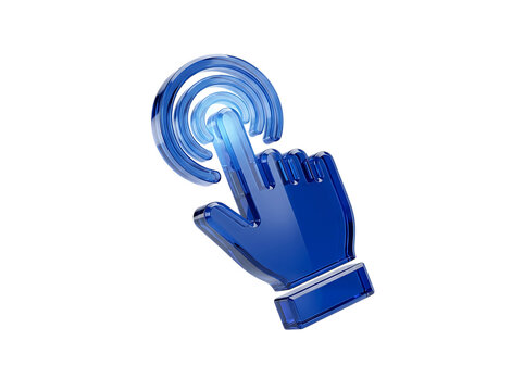 Touchpoint Liquid Glass 3D rendering icon interactive touchscreen target interface glossy blue isolated on transparent background