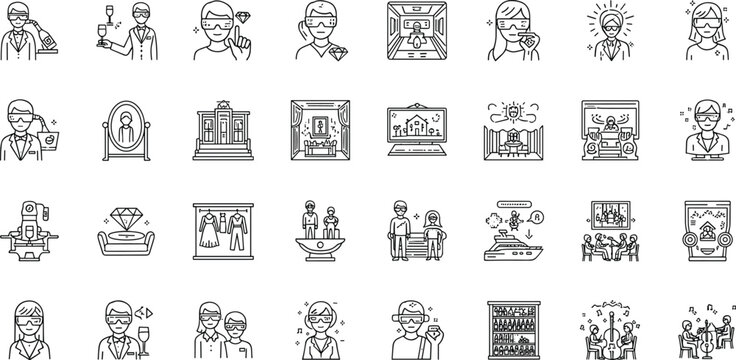 Online Education School Learning Teacher Student Classroom And Academic Training Line Icons Set Vector Illustration Design