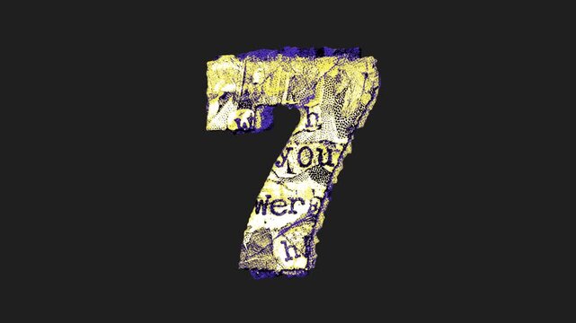 A drag and drop printed grunge style paper number that animates into place from shredded and torn paper pieces.
