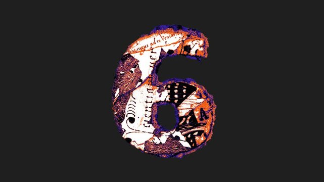 A drag and drop printed grunge style paper number that animates into place from shredded and torn paper pieces.
