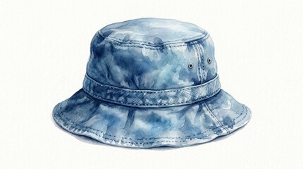 Fototapeta premium Denim bucket hat isolated on light background