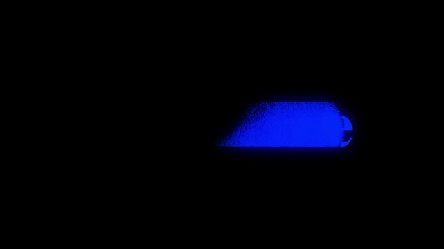 Blue neon text scribe with glowing particle stream on black. Social media network symbol for video channel subscription call. Animated word graphic.