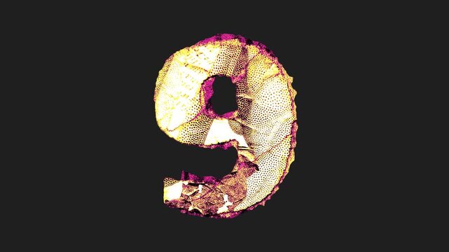 A drag and drop printed grunge style paper number that animates into place from shredded and torn paper pieces.
