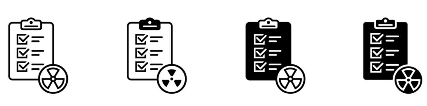 Reactor inspection icon vector set. Nuclear check illustration sign collection. System diagnostics symbol. Industrial control logo or mark.