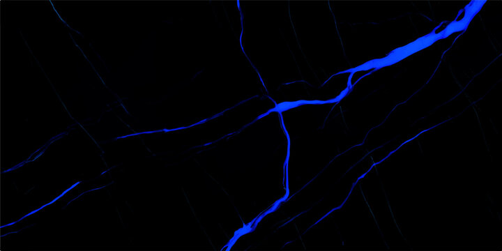 Dark marble stone background, glowing blue vein streak texture, polished elegant surface, luxury decorative design, modern abstract artistic pattern illustration