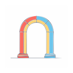 Fototapeta premium Flat design bar chart with red yellow blue bars