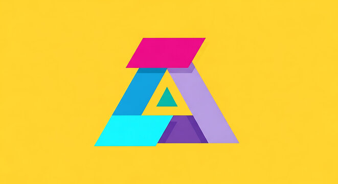 Abstract geometric letter a symbol with colorful overlapping shapes abstract geometric colorful triangle identity minimalist composition creative