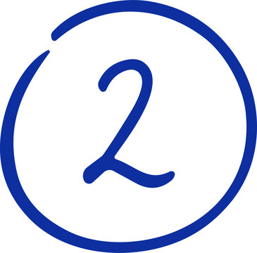 Simple blue number two inside a circle, minimalist graphic design element