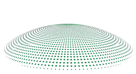 Abstract 3d dome shape composed of green halftone dots © Mamun
