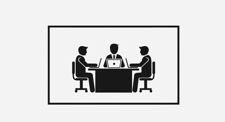Fototapeta premium Business meeting with laptops at a table, teamwork and collaboration concept