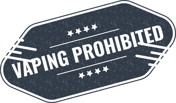 Vintage style vaping prohibited sign for public safety warnings and restricted area notification label tags