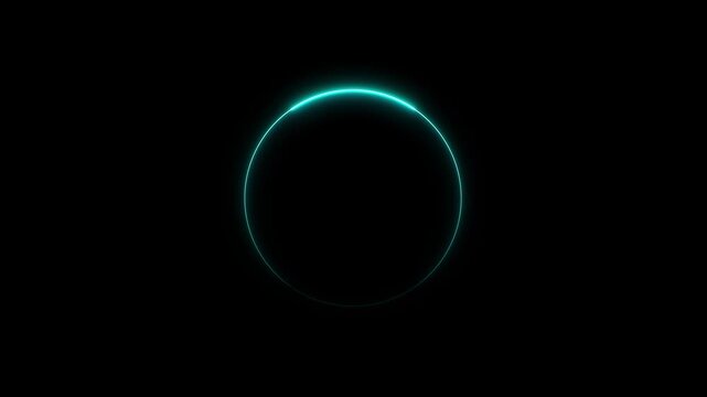 Animated glowing cyen neon circular line frame animation. neon ellipse circle border loop icon. bright glowing load circle outline, ring circle looping animation