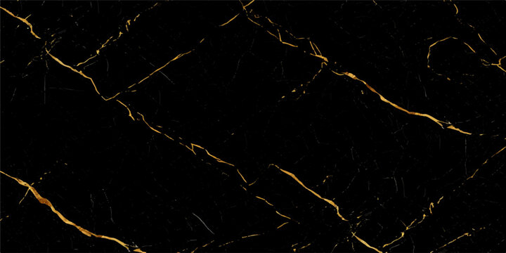 Luxurious black marble texture background with elegant golden veins, polished stone pattern for modern interior design, premium abstract decorative surface