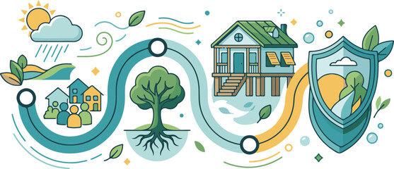 Obraz premium Eco friendly community and home protection illustration