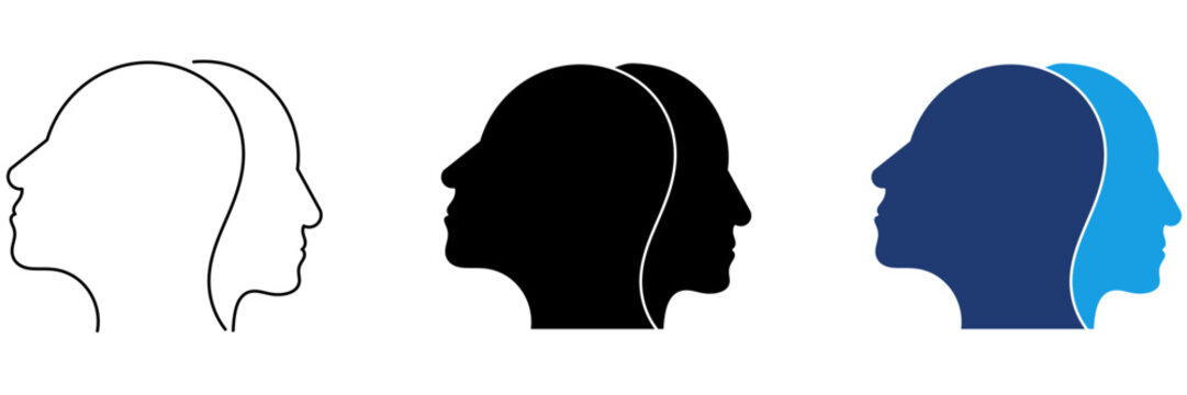 Bipolar Disorder and Split Personality icon collections. Containing Alter Ego, Dual Identity, Mental Health, Head and more icons.
