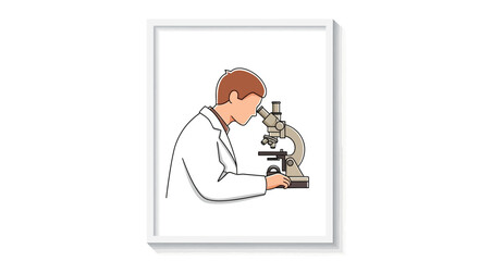 Fototapeta premium Scientist in Lab Coat Using Microscope for Research and Discovery in Laboratory