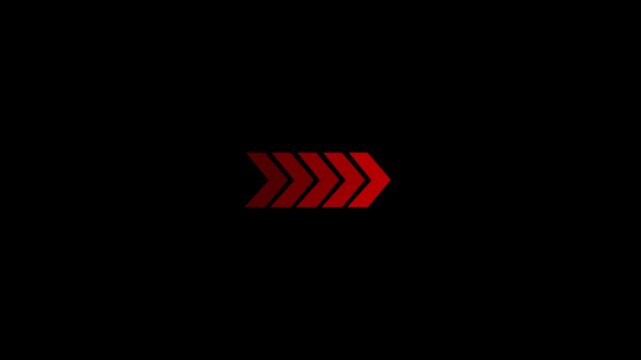 Red glowing arrow pointers blinking and pulsing on black background motion video.