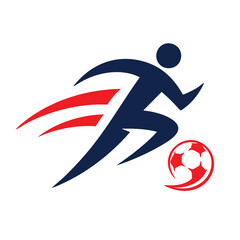 Fototapeta premium Dynamic runner with speed lines and soccer ball icon