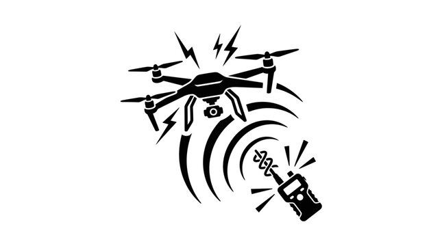 Drone with remote control icon, technology concept, vector illustration