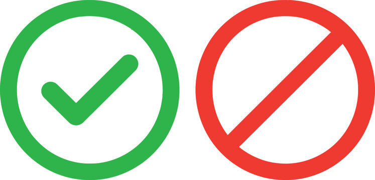 Green check mark and red cross sign icons for true and false choice