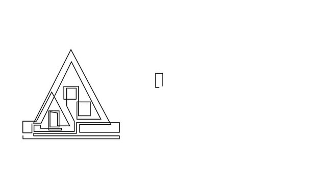 Animated self drawing of continuous line draw of Minimalist Line Art Houses Residential Architecture Concepts. Full length one line animation. 4K	 