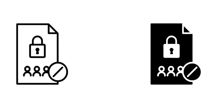 Restricted user group access document icon set with restricted document prohibition security confidential protection business management