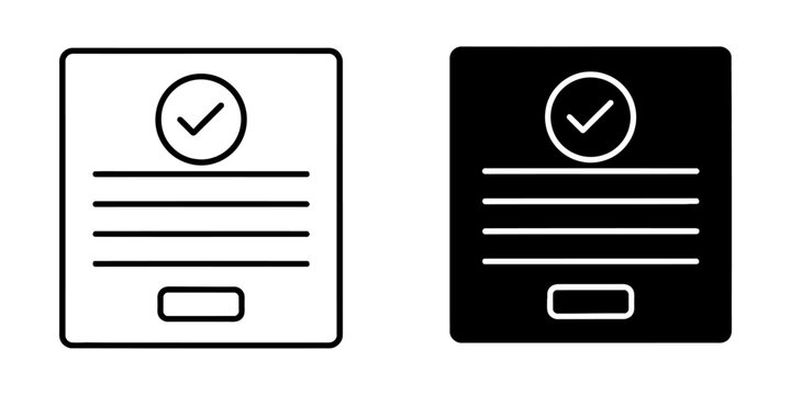 Verified document with submit button icon document checkmark verified interface approved complete business isolated management application