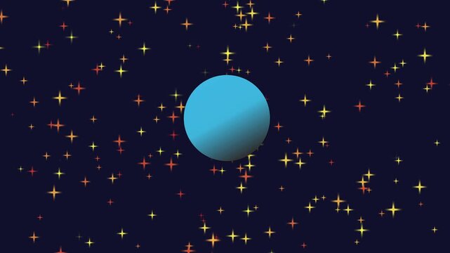 A night sky full of twinkling stars with the rising moon. Moon and star icon in outer space.